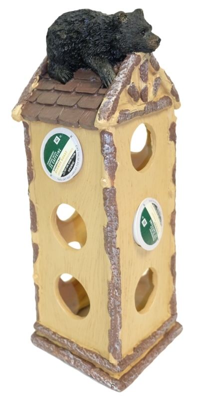 Polyresin Black Bear on the Roof 12-Slot Freestanding Coffee Pod Holder