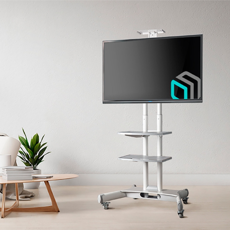 Portable TV Stand With Wheels - Rolling Adjustable TV Stand for 40-70 Inch Screens Flat & Curved