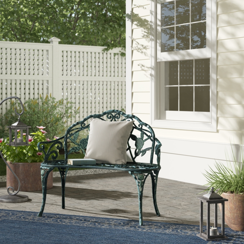 Prevatte Rose 39.5'' W Outdoor Iron Garden Bench
