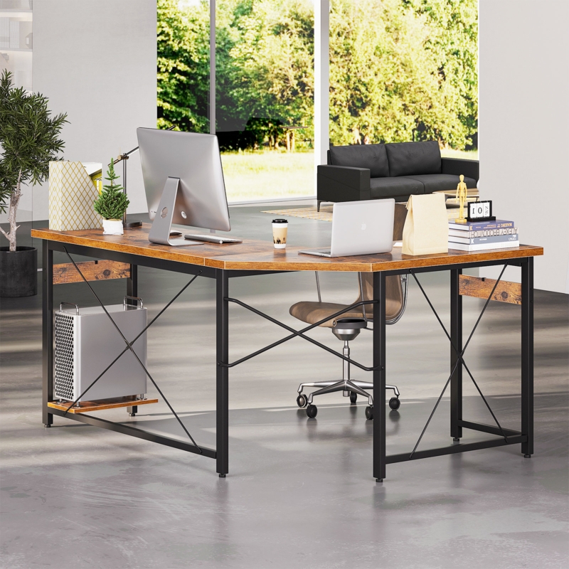 Quirica L-Shaped Metal Base Writing Desk