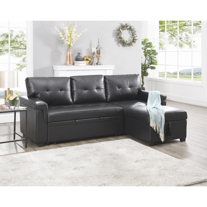 Rahjan L-Shaped Reversible Sectional Sofa Couch Bed Sleeper Couch with Storage, Couch Air Leather