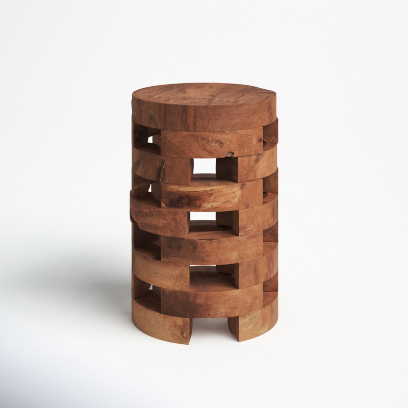 Ramon Solid Wood Top Drum End Table