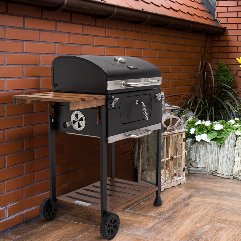 Royal Gourmet 24" Crop Barrel Charcoal Grill with Side Shelf