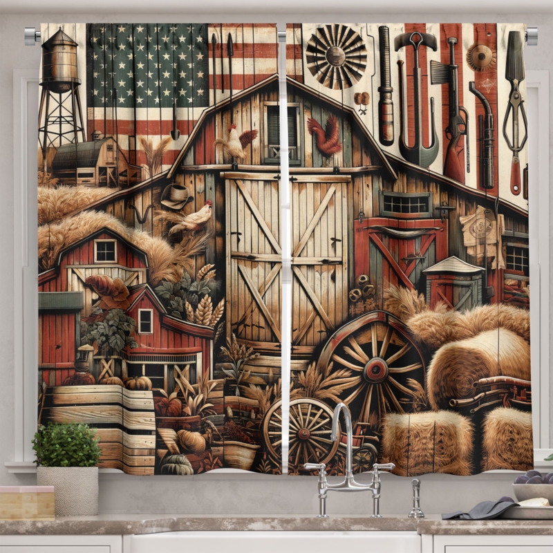 Rustic 55'' W Kitchen Curtain