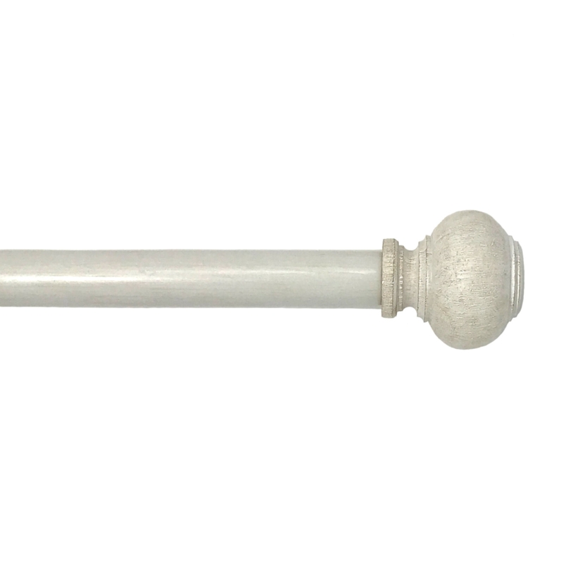 Samir Rustic Faux-Wood Iron Adjustable Window Curtain Rod with Round Ball Finials