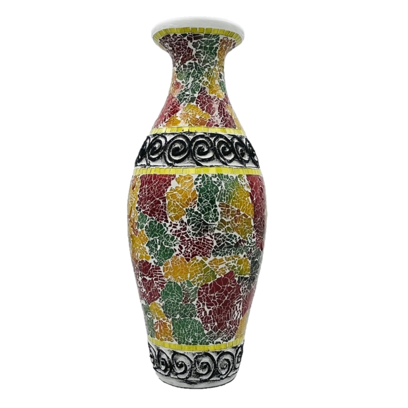 SantaMarina Multicolor 24" Terracotta Mosaic Floor Vase