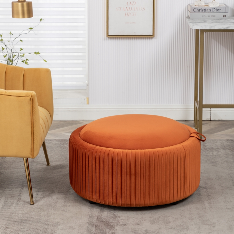 Savinien Upholstered Round Storage Ottoman