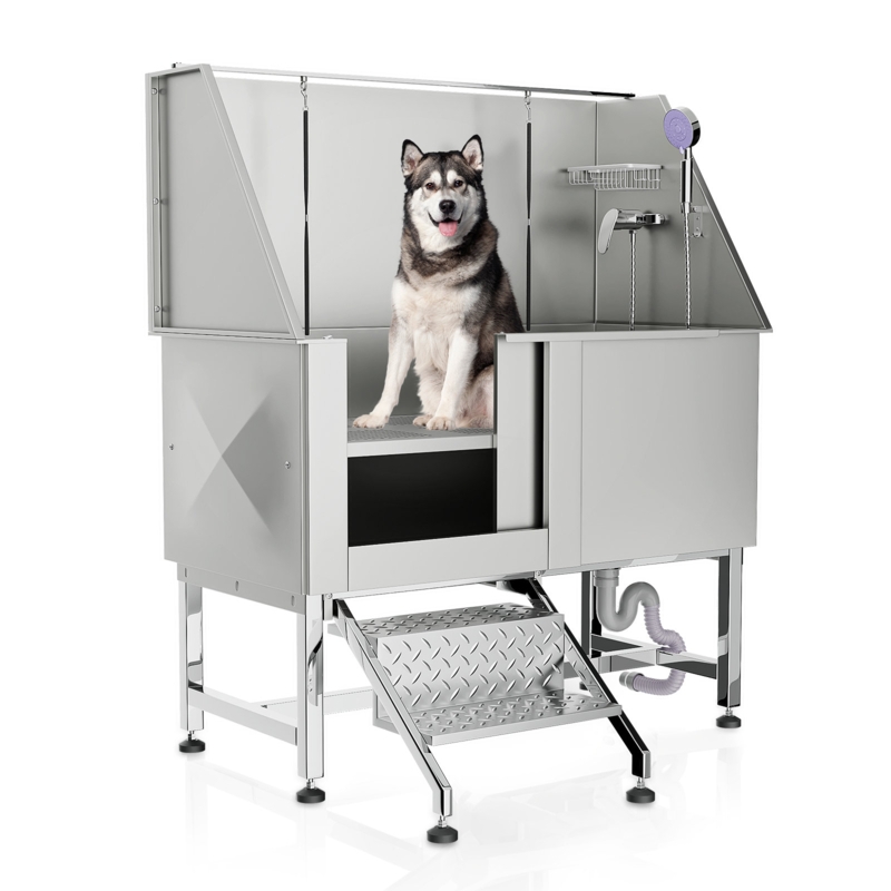 Stainless Steel Pet Bathtub Dog Show Tub with Stairs