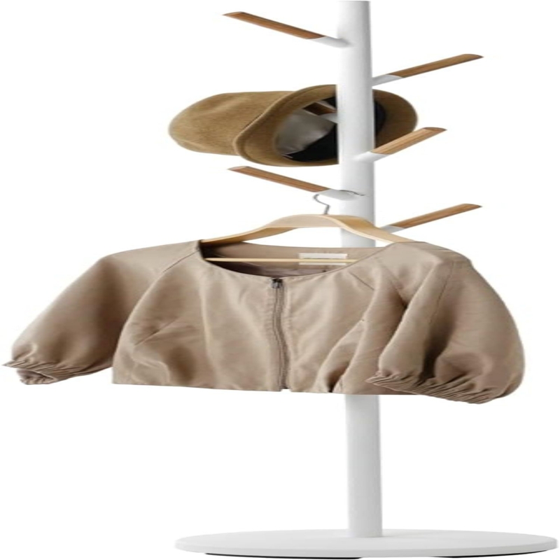 Steel, Wood Freestanding 6 - Hook Coat Rack