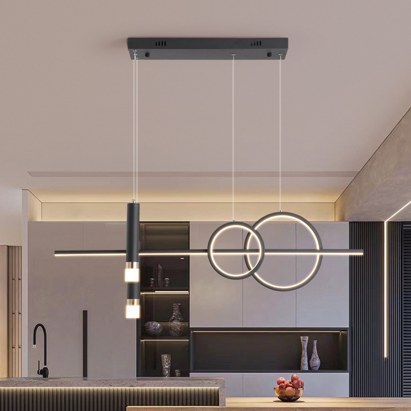 Tahan 5 - Light Matte Black LED Kitchen Island Pendant | Foter