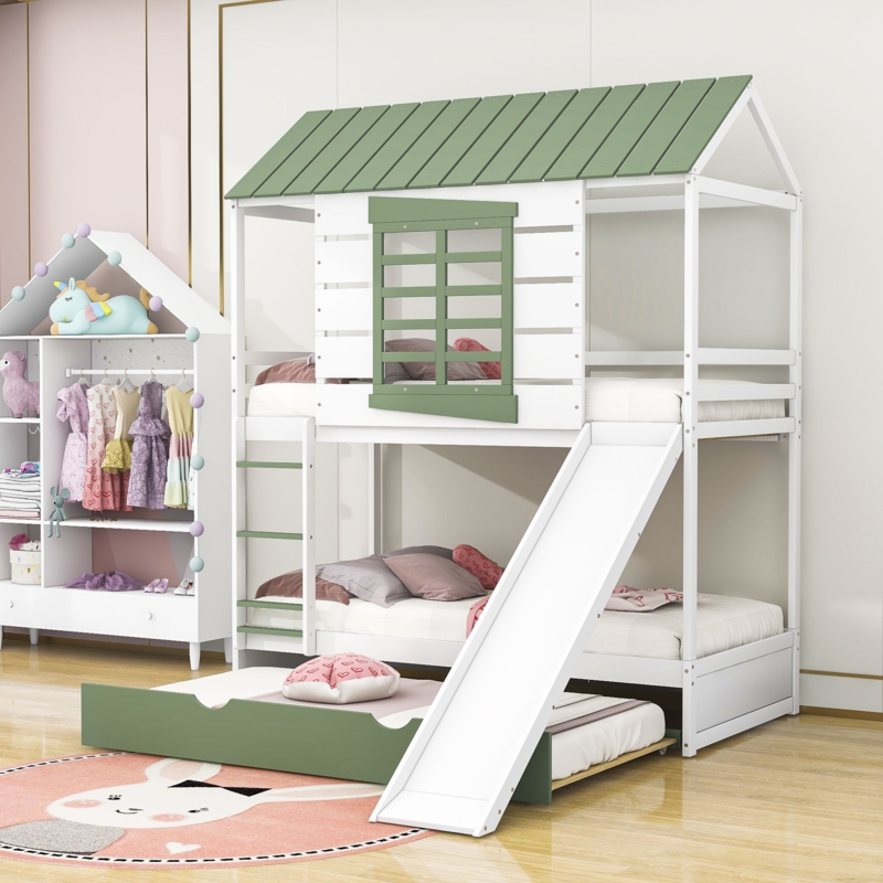 Tammo Kids Twin Over Twin Bunk Bed with Trundle
