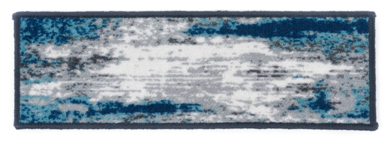 Thoma Abstract Machine Washable Non-Slip Rubbeback Blue/Gray/Ivory Stair Tread