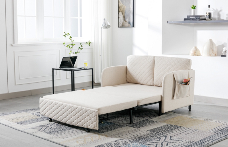 Tyshekia Velvet Loveseat Sleeper Sofa With Pull Out Bed With 2 Pillows And Side Pockets