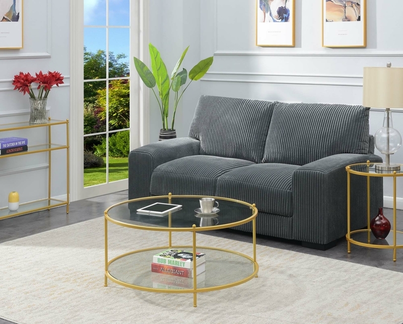 Urbanski Round Glass Coffee Table with Shelf