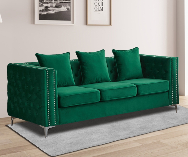 Vanida Charterhouse 86.4" Velvet Tuxedo Arm Sofa