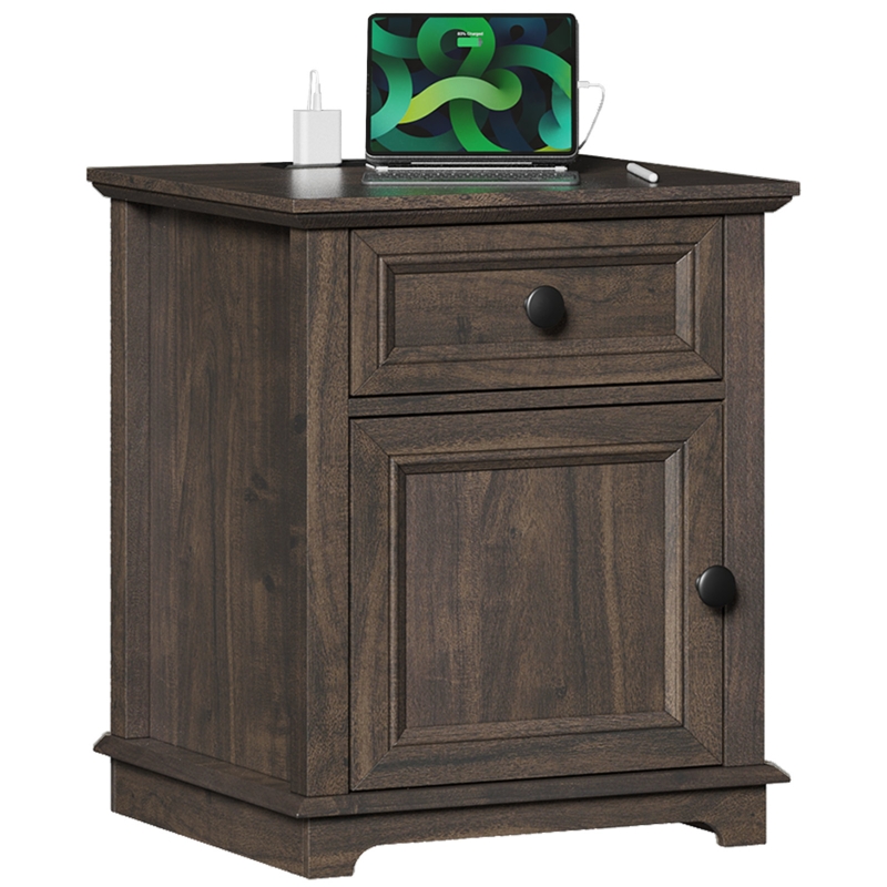 Vianet 24'' Tall End Table with Storage Drawer and Built-In Outlets