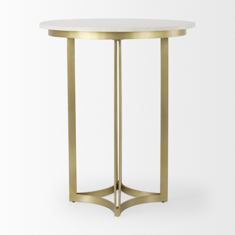 Wainwright Round Marble Top Metal Base Dining Table