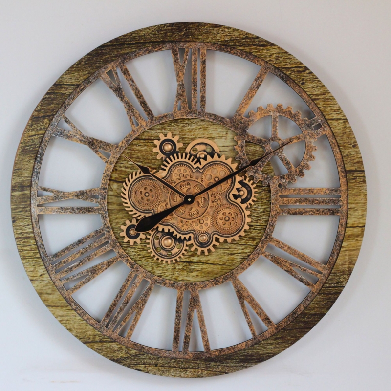 Wall Clock 36'' Oversized for Living Room with Real Moving Gears  