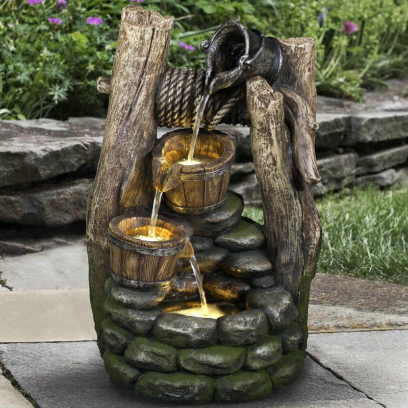 Weather Resistant Floor Fountain with Light