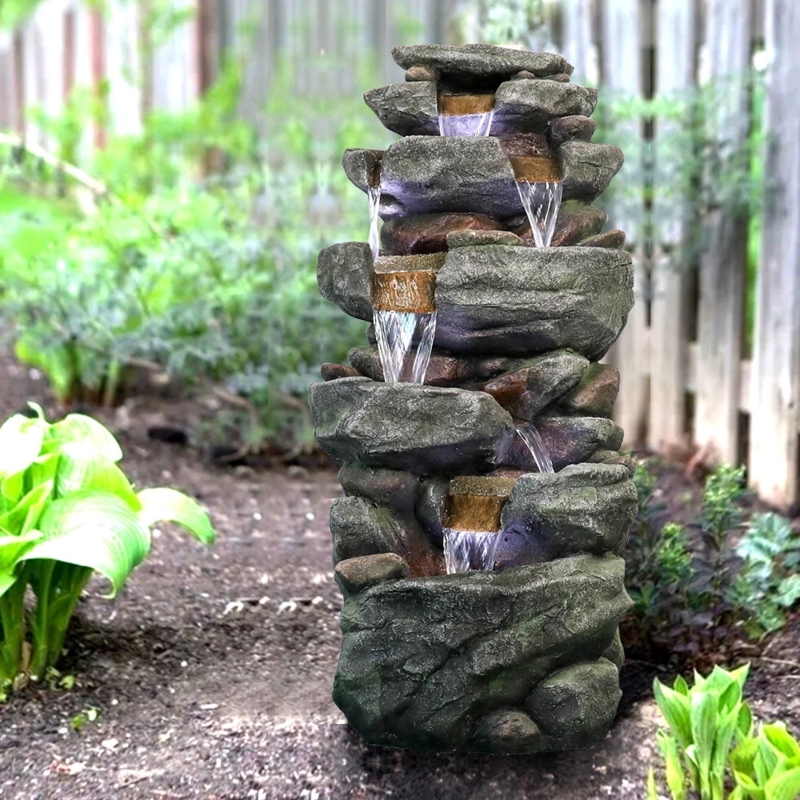 Weather Resistant Floor Fountain with Light