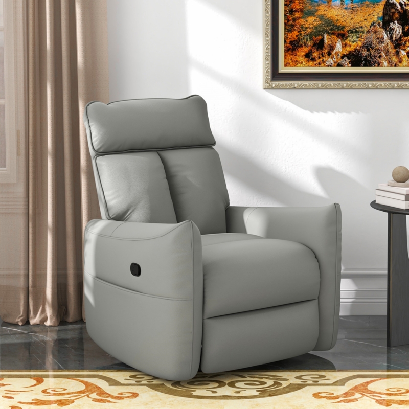 Wendi 32.3'' Wide Modern and Soft Faux Leather Swivel and Rocker Manual Recliner
