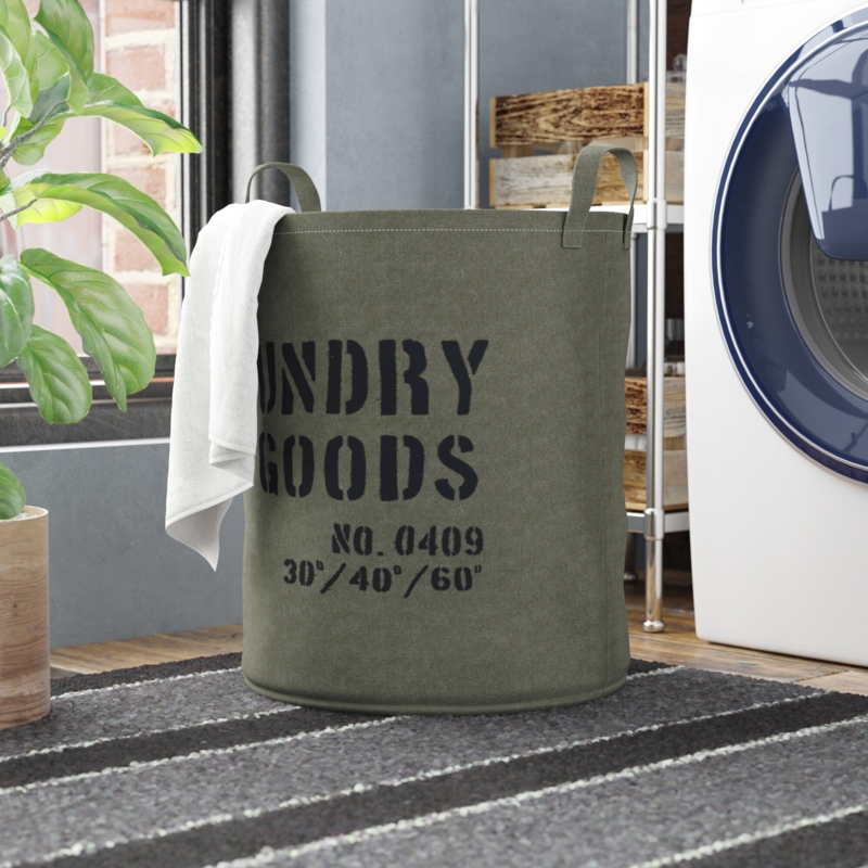 Winfred Canvas Rolling Laundry Hamper with Handles