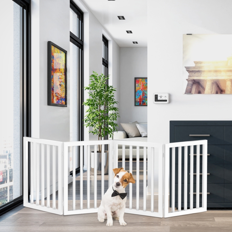 Dog knocks fashion down baby gate