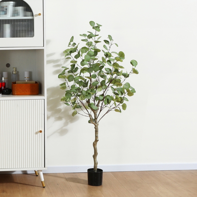 Adcock Artificial Eucalyptus Tree Fake Silver Dollar Leaves Eucalyptus Plants Faux Silk Eucalyptus tree