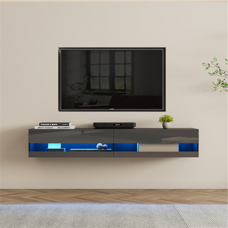 Alaziah Wall Mounted Floating Tv Stand,80" TV Stand with 20 Color LEDs up to 80" TV,
