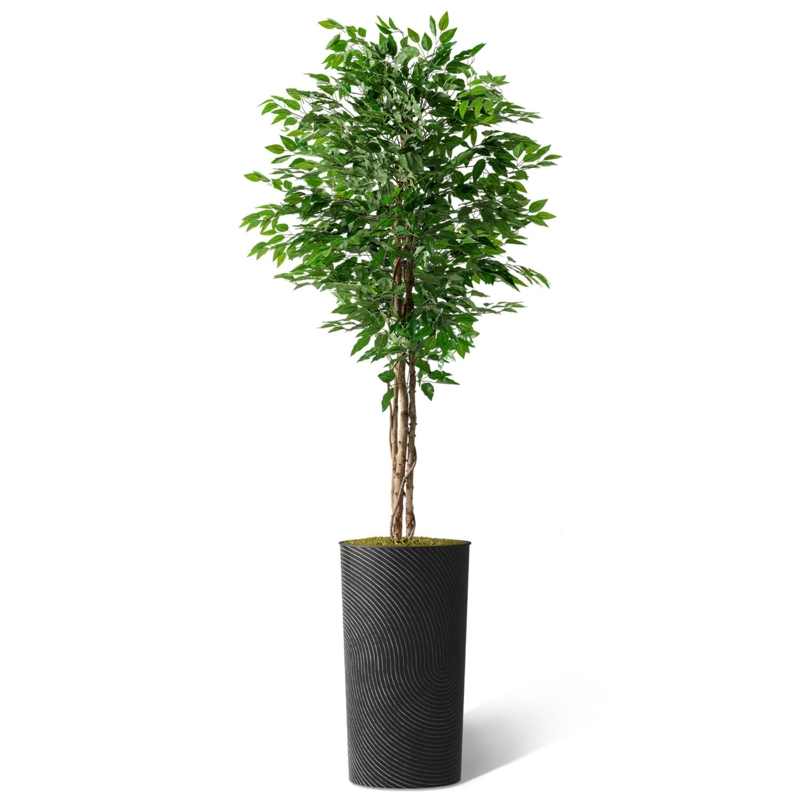 Artificial Tree In Modern Planter, Fake Ficus Silk Tree Home Decoration (Plant Pot Plus Tree)