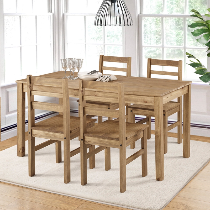 Cortavious 5 Piece Pine Solid Wood Dining Set