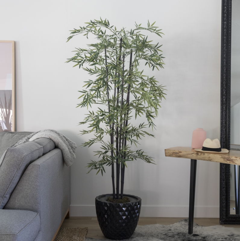 Panama 85.6'' Faux Bamboo Tree in Fiberstone Planter