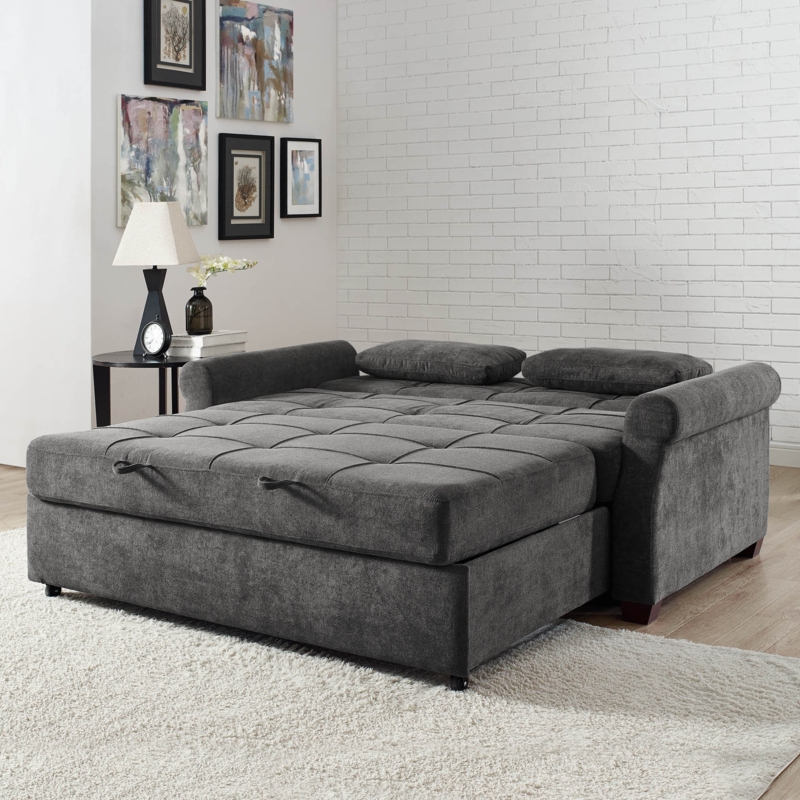 Serta Sabrina 72.6 Queen Rolled Arm Tufted Back Convertible Sleeper Sofa with Cushions Foter