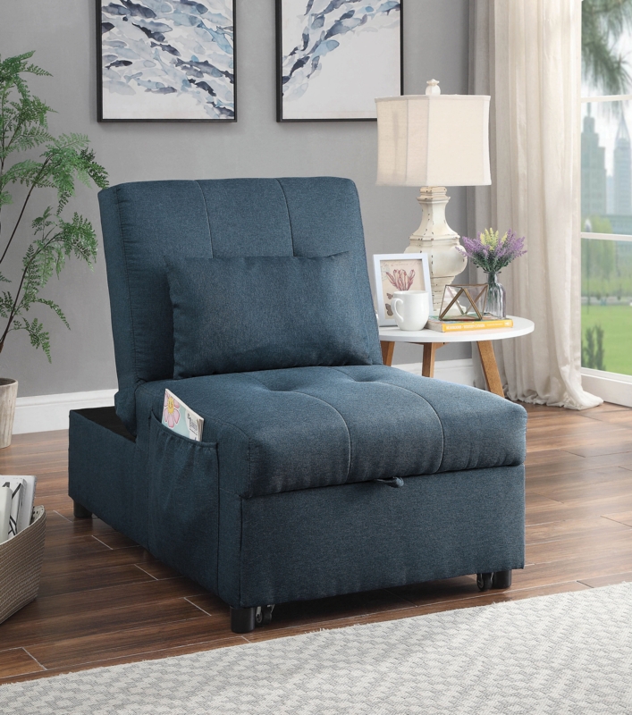 Twin 26" Wide Linen Tufted Back Futon Chair with Storage