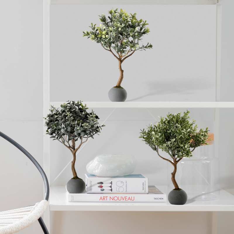 11'' Faux Boxwood Topiary in Cement Pot
