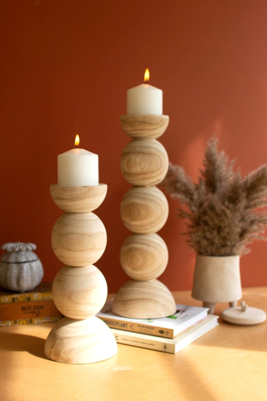 16.5'' H Wood Tabletop Candlestick