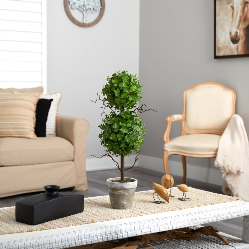 24'' Faux Eucalyptus Topiary in Planter
