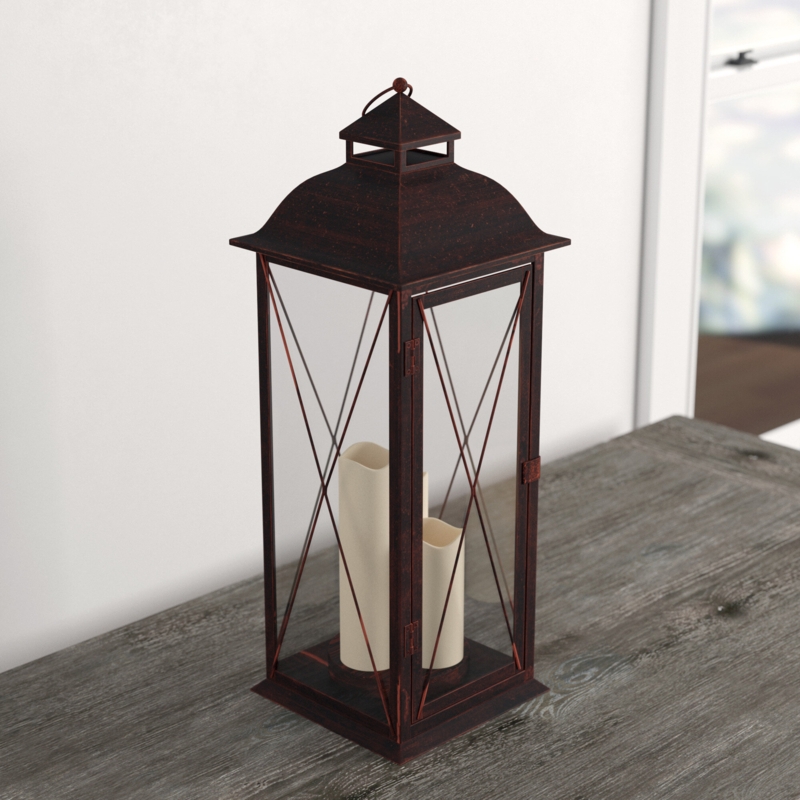 27.25'' H Metal Floor Lantern with Candle Included