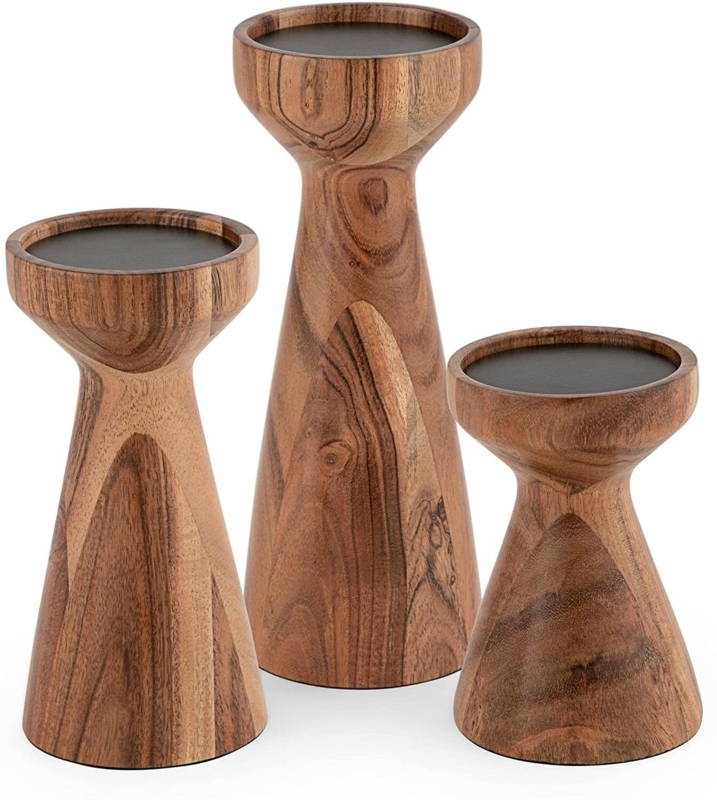 5'' H Wood Tabletop Candlestick