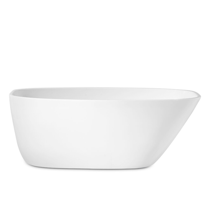 63" Streamline Freestanding Soaking Acrylic Bathtub With Drain and Bamboo Tray