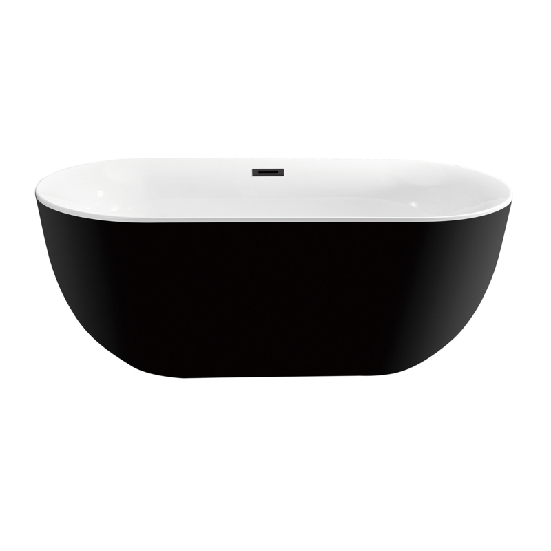 67" Streamline Freestanding Soaking Acrylic Bathtub With Drain and Bamboo Tray