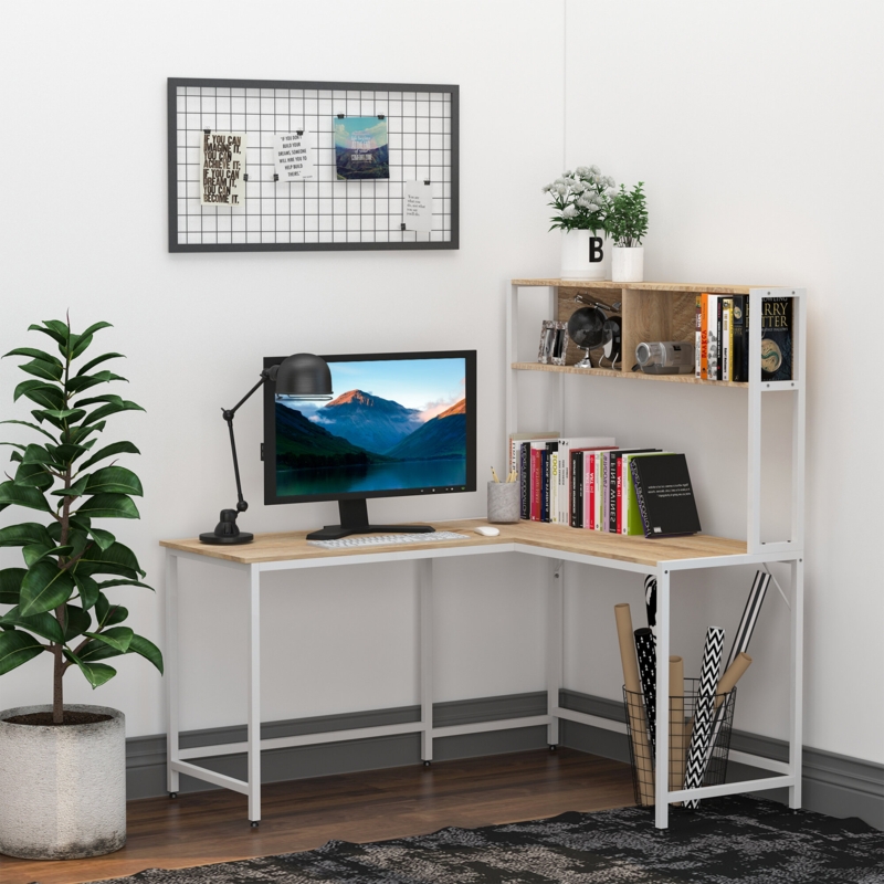Alenna L-Shaped Metal Base Computer Desk