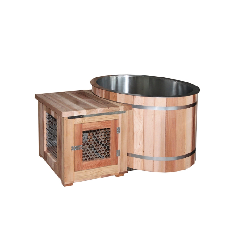 Anyi 110 Volt 1 - Person Red Cedar Oval Plug and Play Ice Tub