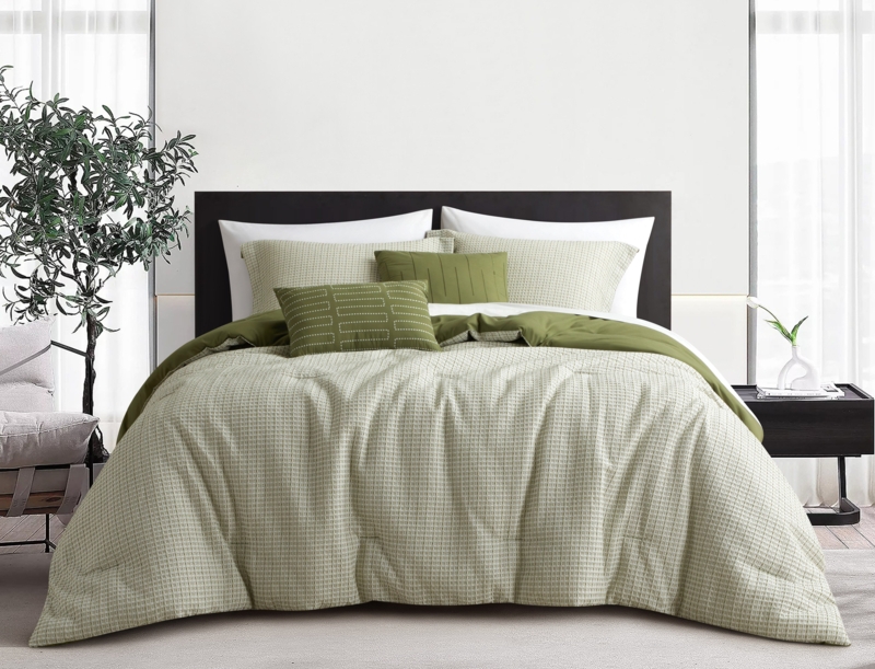 Areana 9 Piece Yarn Dyed Waffle Texture Bedding Microfiber Comforter Set