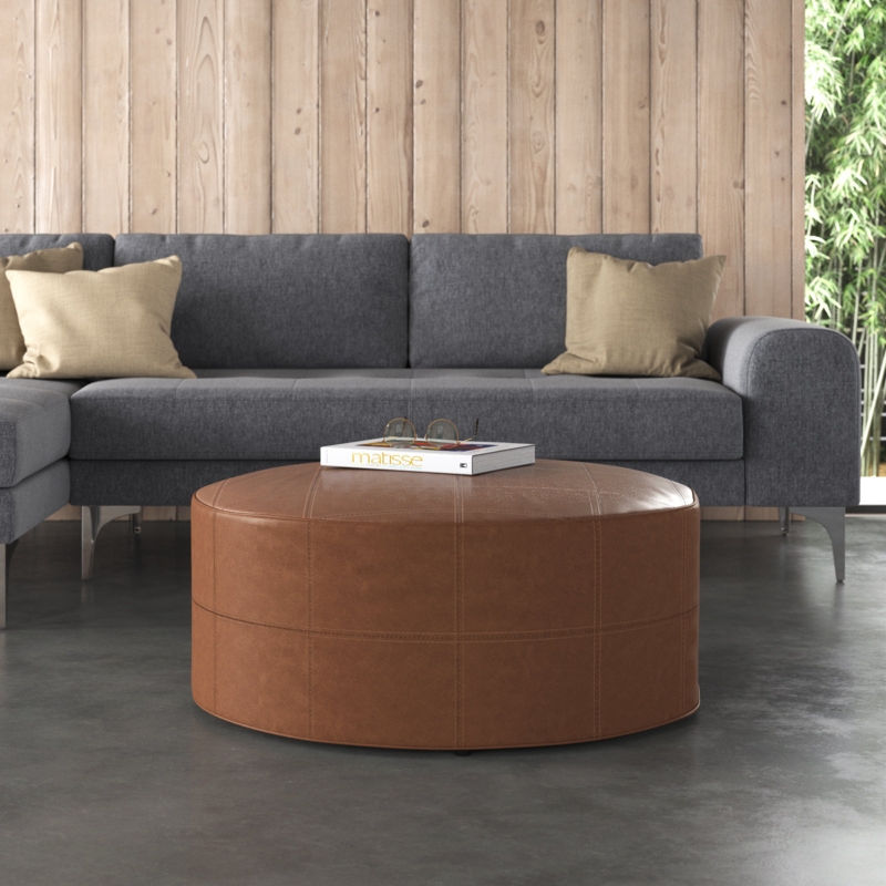 Avdi Faux Leather Ottoman