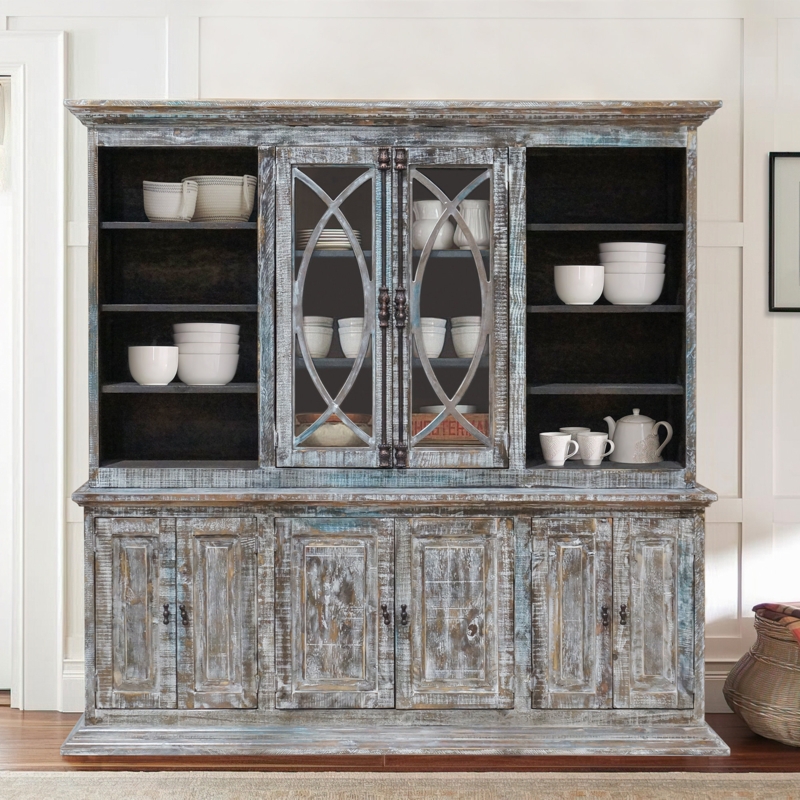 Bahari Solid Wood Hutch u0026 Cabinet
