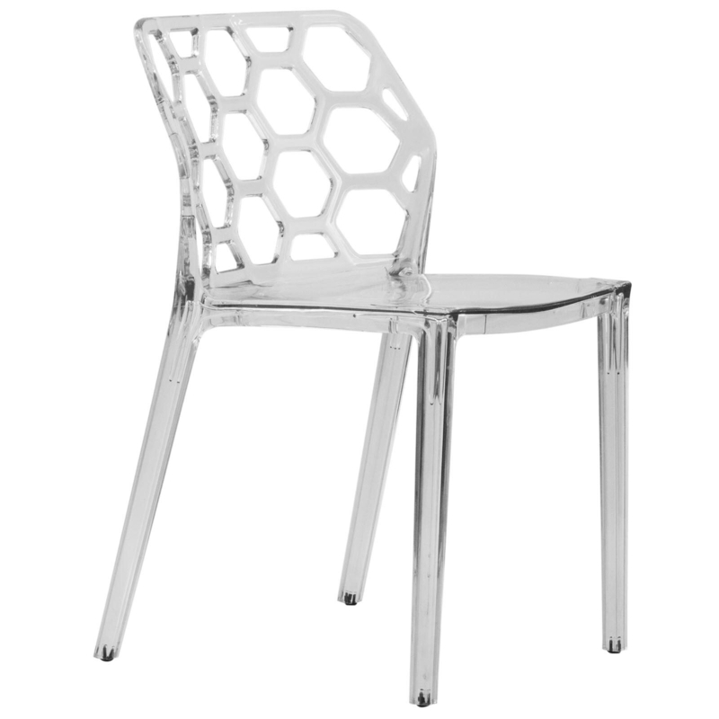 Berdy Dynamic Modern Plastic Dining Side Chair with Honeycomb Design