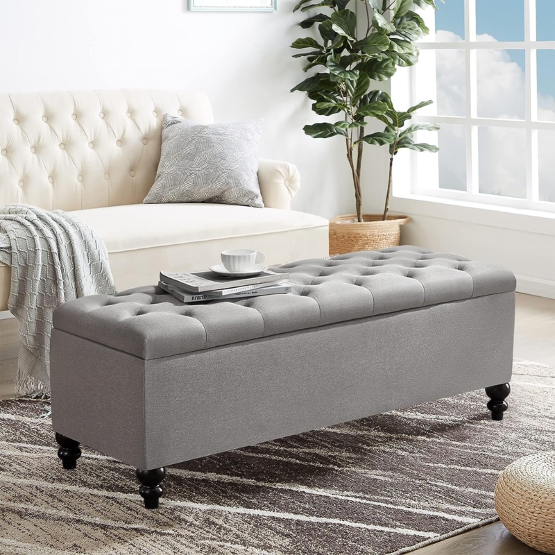Brendalynn Upholstered Button Tufted Ottoman with Storage for Living Room Foter