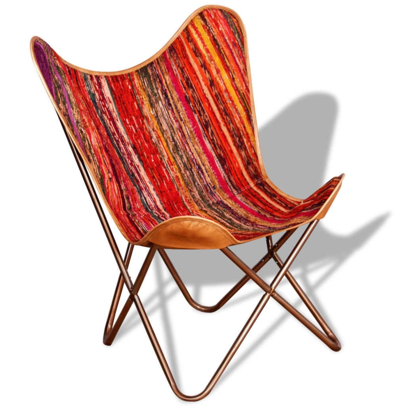 Butterfly Chairs Accent Chair for Living Room Multicolor Chindi Fabric