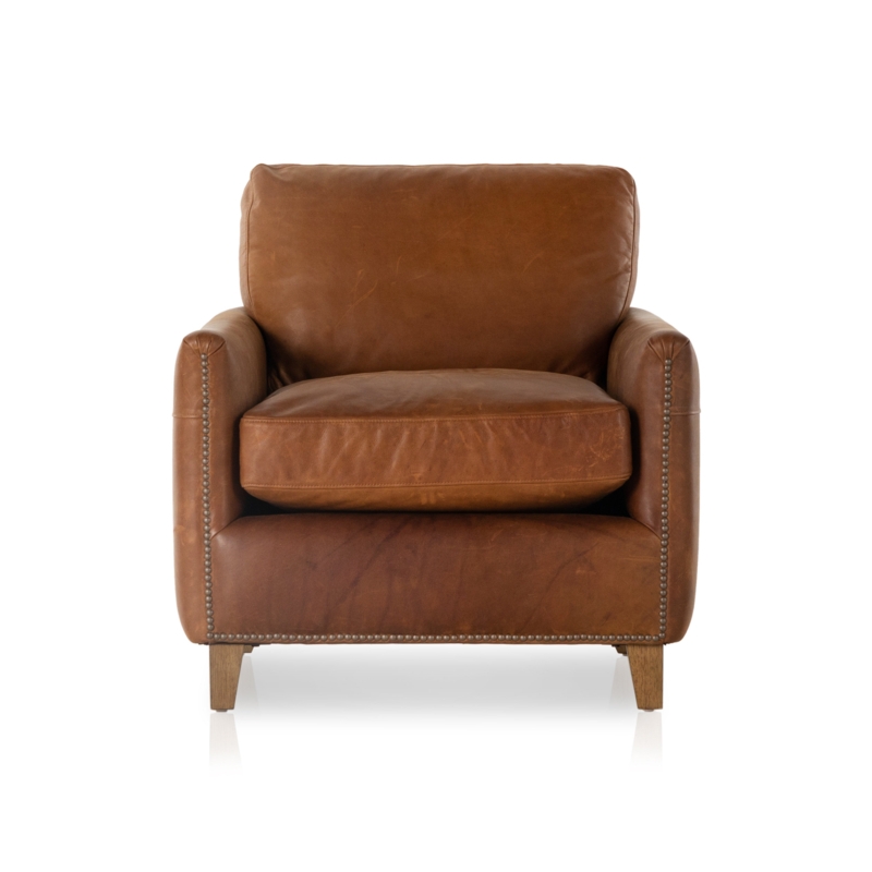 Cassie 31.5" W Genuine Leather Armchair